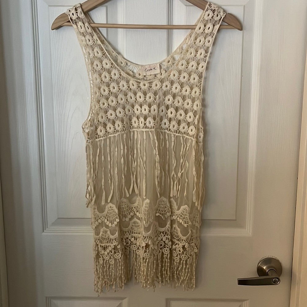 Boho Knitted Fringe Tank Top